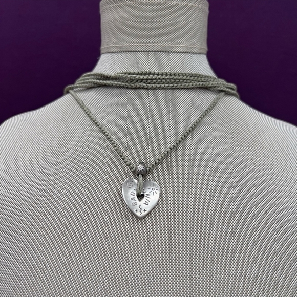 JOHNNY WAS Baby Lonia Heart Necklace Pendent choker Sage Rare Valentine - Picture 3 of 4